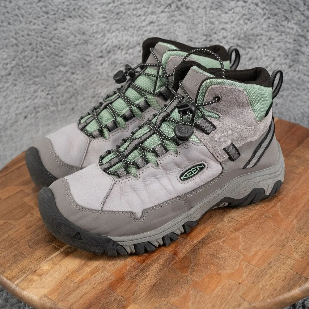 Keen Targhee IV Mid Waterproof Hiking Boots Big Kids Size 3 Alloy/Granite Green
